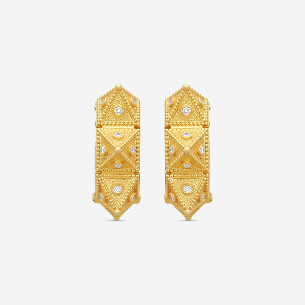 Cosibelli Queen 18K Yellow Gold Classic Geometric Diamond Hoop Earrings 336034T8