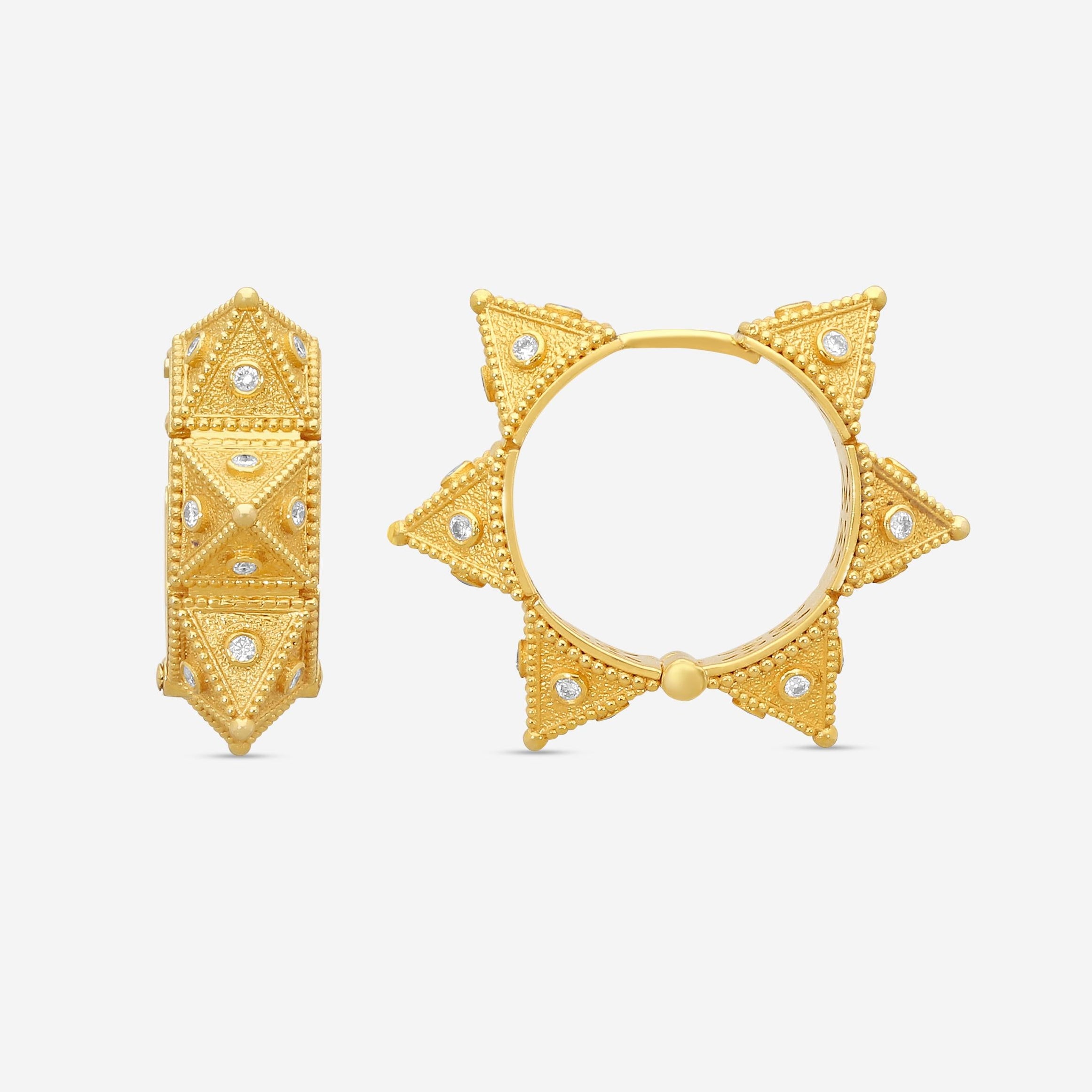 Cosibelli Queen 18K Yellow Gold Classic Geometric Diamond Hoop Earrings 336034T8