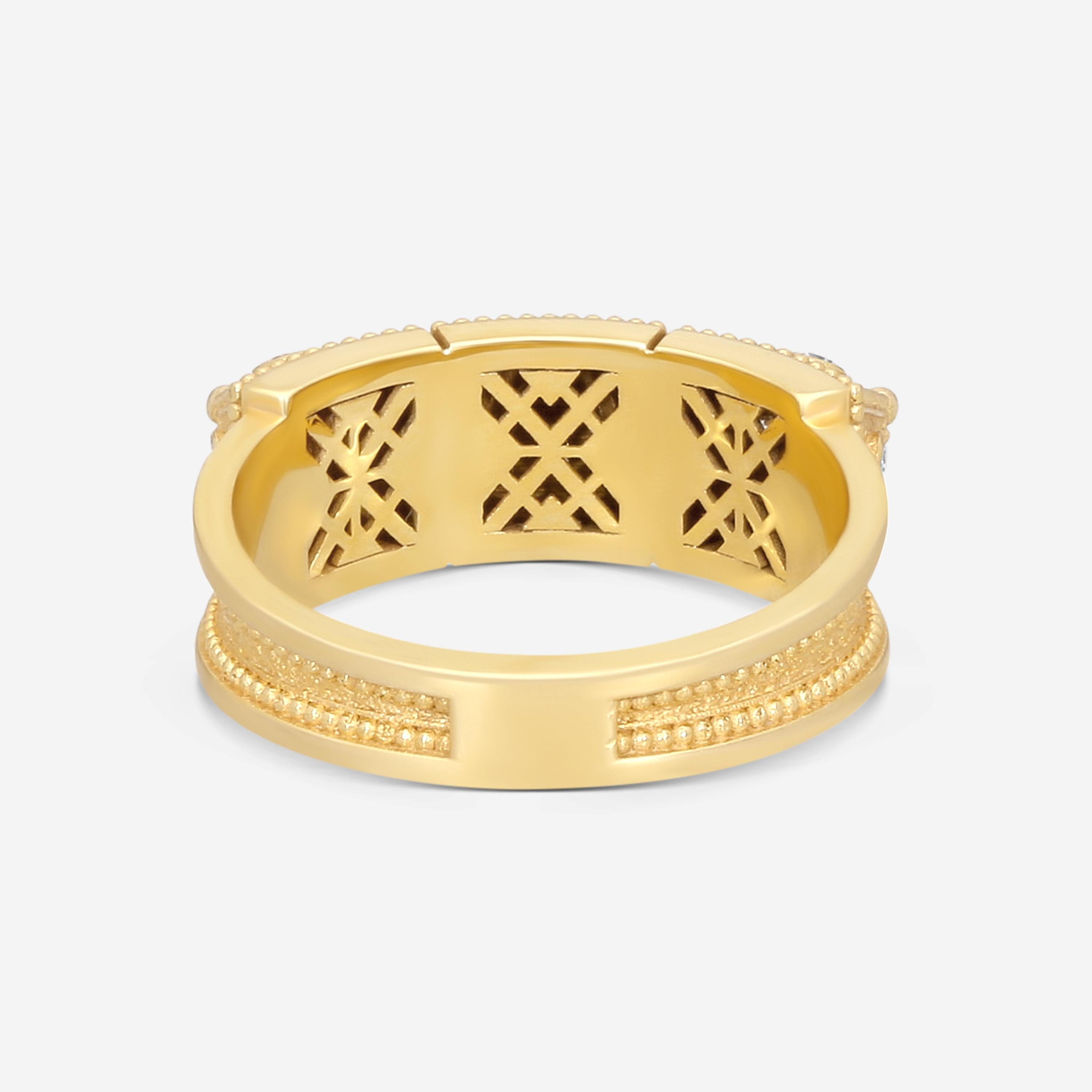 Cosibelli Queen 18K Yellow Gold Classic Geometric Diamond Ring Sz. 8 540016T8883