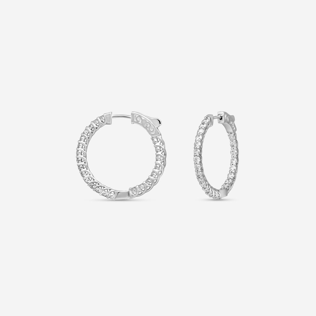 Ina Mar 14K White Gold Diamond Round Hoop Earrings E1139B-FW-200F - THE SOLIST