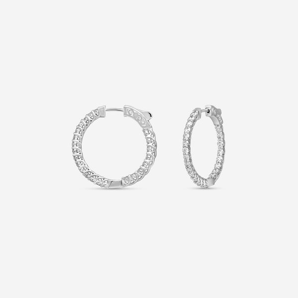 Ina Mar 14K White Gold Diamond Round Hoop Earrings E1139B-FW-200F - THE SOLIST