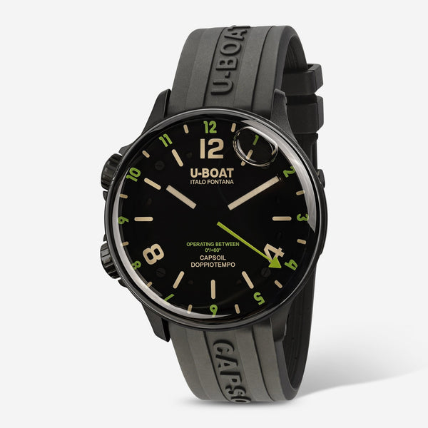 U - Boat Capsoil Doppiotempo Black DLC Steel Electro - Mechanical Men's Watch 8840 - THE SOLIST - U - Boat