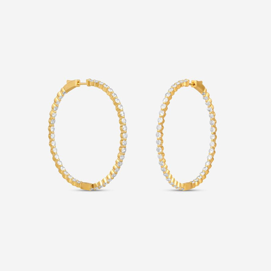 Ina Mar 14K Yellow Gold Diamond Shared Prong Hoop Earrings E1183D-FY-400F - THE SOLIST