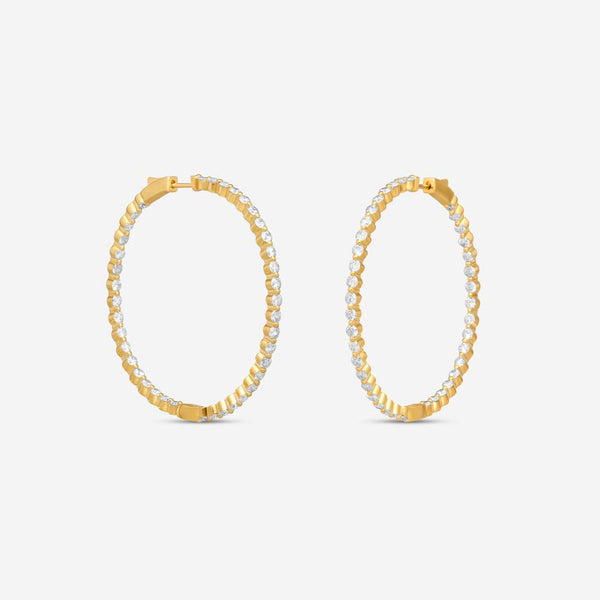 Ina Mar 14K Yellow Gold Diamond Shared Prong Hoop Earrings E1183D-FY-400F - THE SOLIST