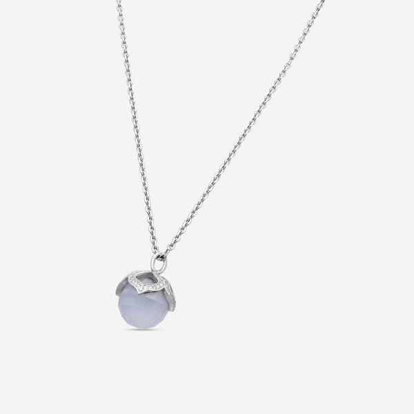 Chopard Imperiale 18K White Gold Diamond & Chalcedony Pendant Necklace 799207