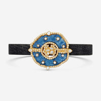 Armenta Sueno 18K Yellow Gold & Leather Diamond & White Sapphire Cuff Bracelet 1