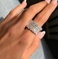Diana M. Jewels 18K White Gold Diamond Three-Row Band Ring Sz. 6.5 WB4788