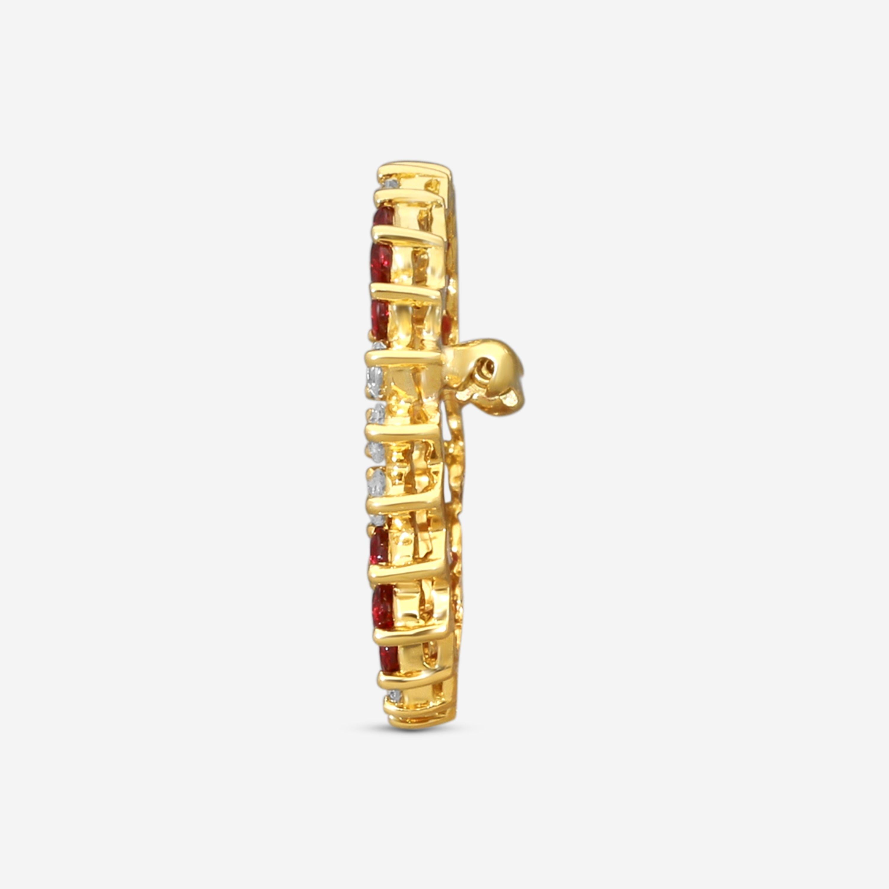 Suna 18K Yellow Gold Diamond & Ruby Circle Pin P7139RY