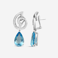 Suna Platinum Diamond & Aquamarine Drop Earrings E2290AQP