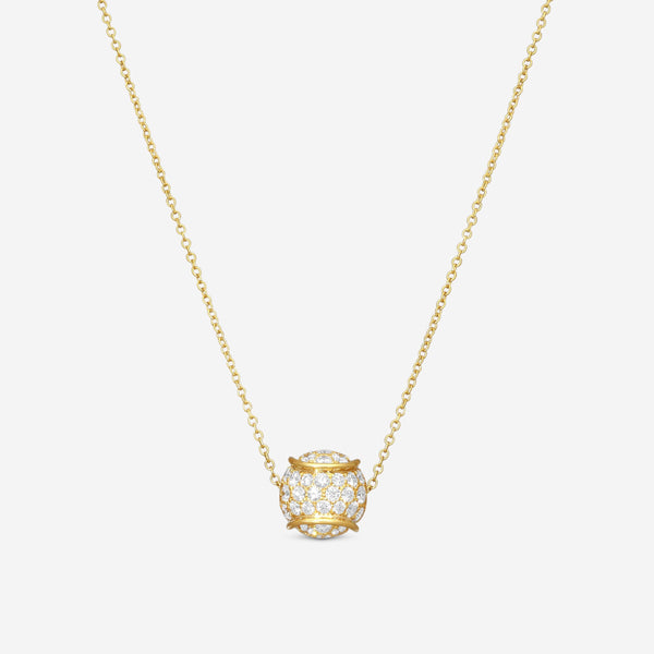 Suna 18K Yellow Gold Diamond Tennis Ball Pendant Necklace N6631Y