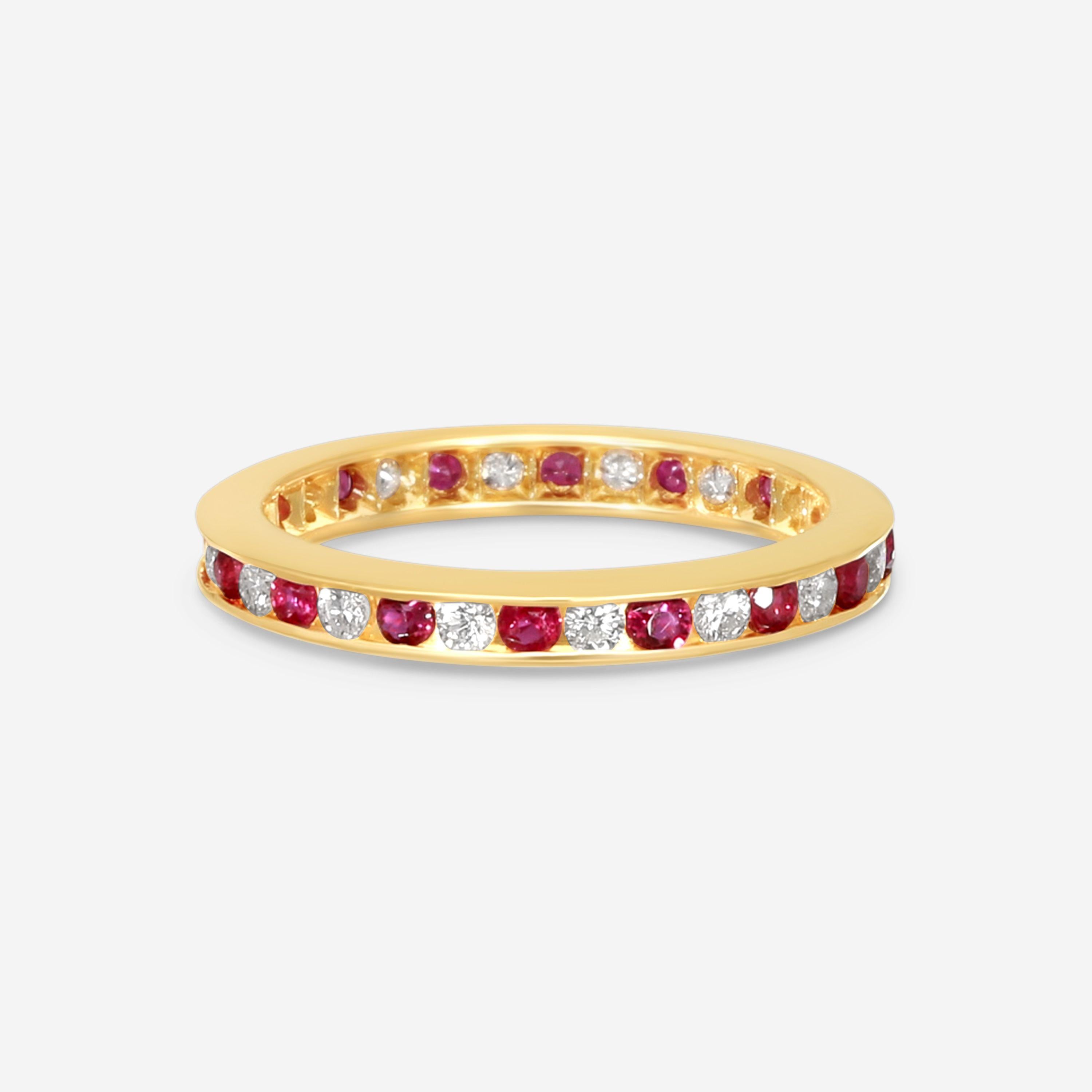 Suna 14K Yellow Gold Diamond & Ruby Wedding Ring Sz. 6 W600R16YY