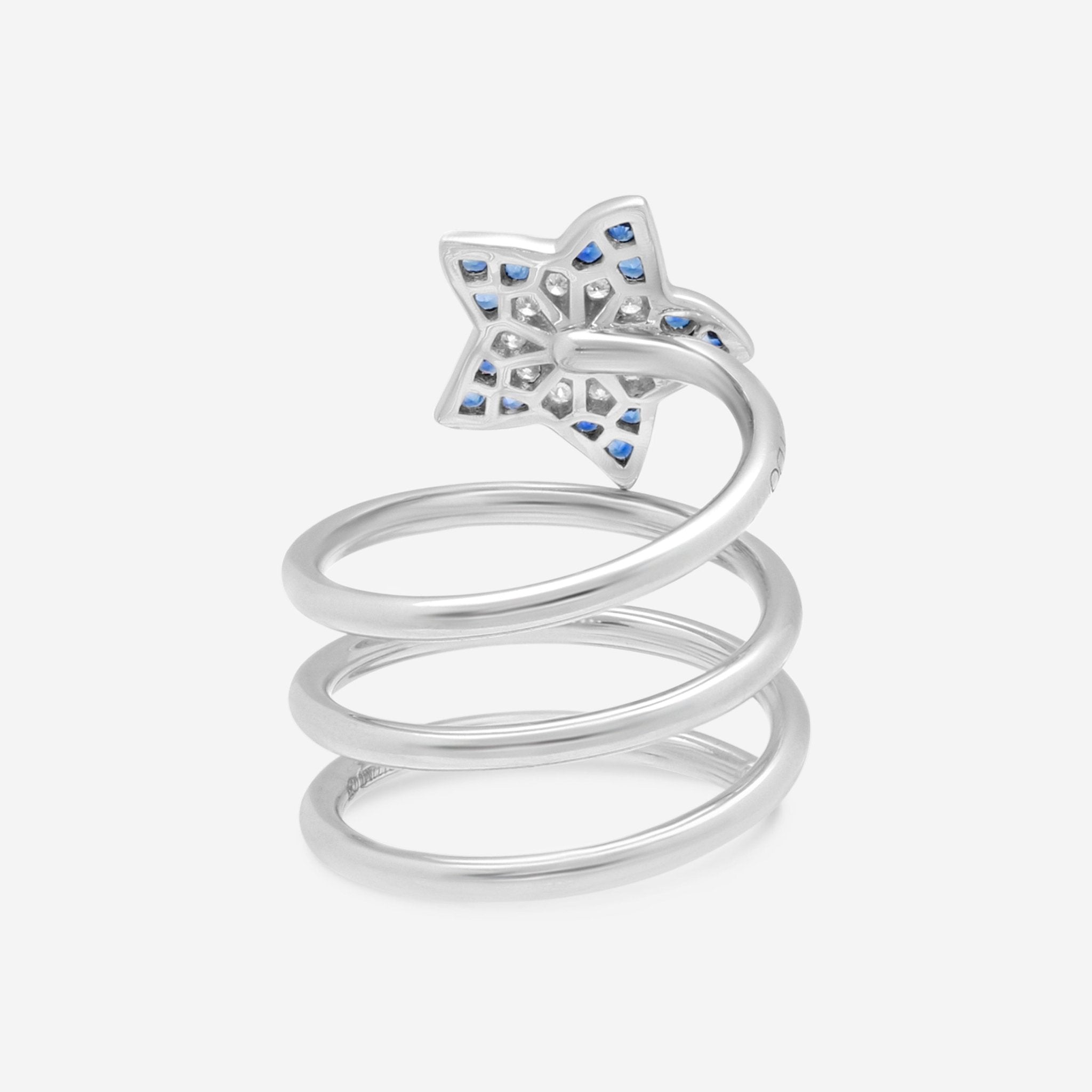 Zydo 18K White Gold Diamond and Sapphire Spiral Star Coil Ring VIS121 - THE SOLIST - Zydo