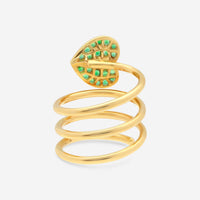 Zydo 18K Yellow Gold Diamond and Emerald Spiral Coil Ring VIS122 - THE SOLIST - Zydo