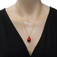 Fabergé Essence 18K Gold, Red Lacquer, Diamond and Mozambique Ruby Rhino Surprise Locket Pendant 1246FP3032/5 - ShopWorn