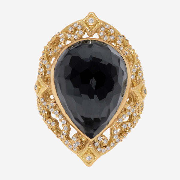 Armenta Sueno 18K Yellow Gold, White Diamond 0.86ct. tw. and Black Hematite Doublet Statement Ring sz. 7 - ShopWorn