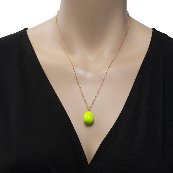 Fabergé Essence 18K Rose Gold and Neon Lime Green Lacquer Pendant 1818FP3105/1P - ShopWorn