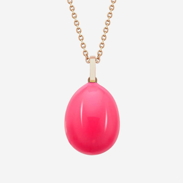 Fabergé Essence 18K Rose Gold and Neon Pink Lacquer Pendant Necklace 1818FP3111/1P - ShopWorn
