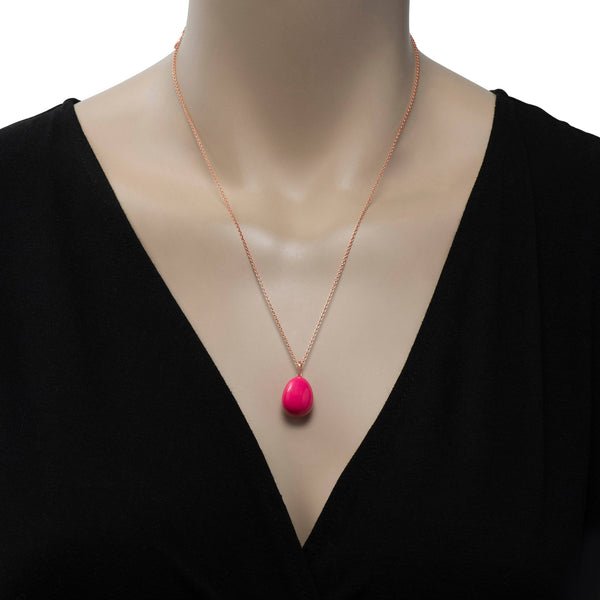Fabergé Essence 18K Rose Gold and Neon Pink Lacquer Pendant Necklace 1818FP3111/1P - ShopWorn