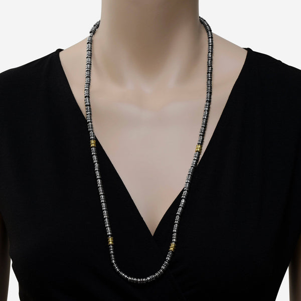Armenta Old World 18K Yellow Gold and Sterling Silver, Black Sapphire Necklace 18521 - ShopWorn