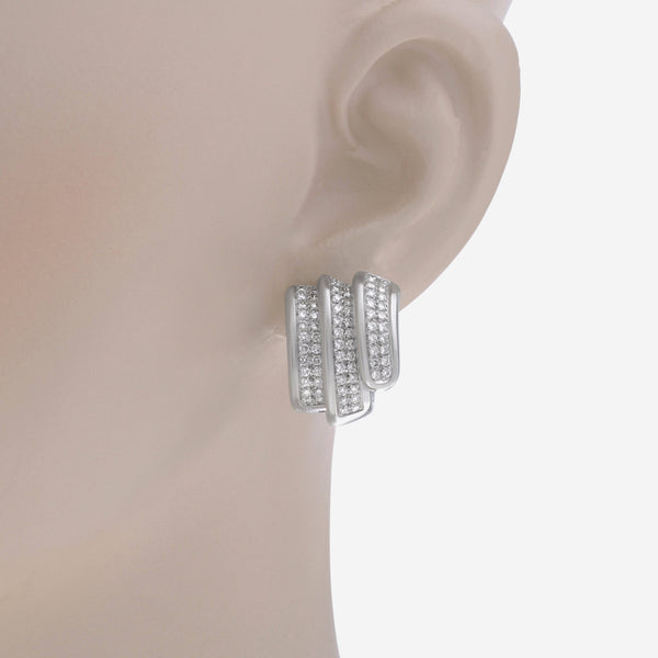 SALVINI 18K White Gold, 1.86ct. tw. Diamond Huggie Earrings 20007911 - ShopWorn