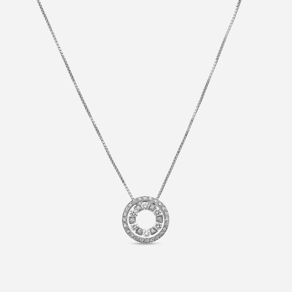 Damiani 18K White Gold, Diamond 0.49ct. tw. Ring Pendant Necklace - ShopWorn