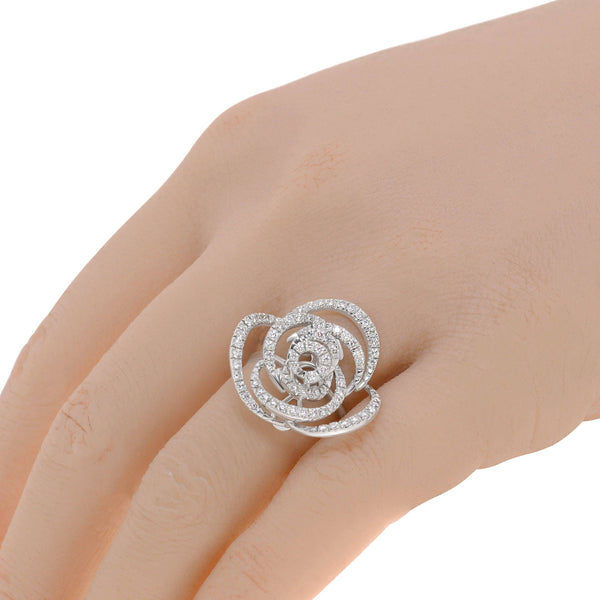 Damiani 18K White Gold and Diamond 0.82ct. tw. Flower Statement Ring Sz. 5 - THE SOLIST