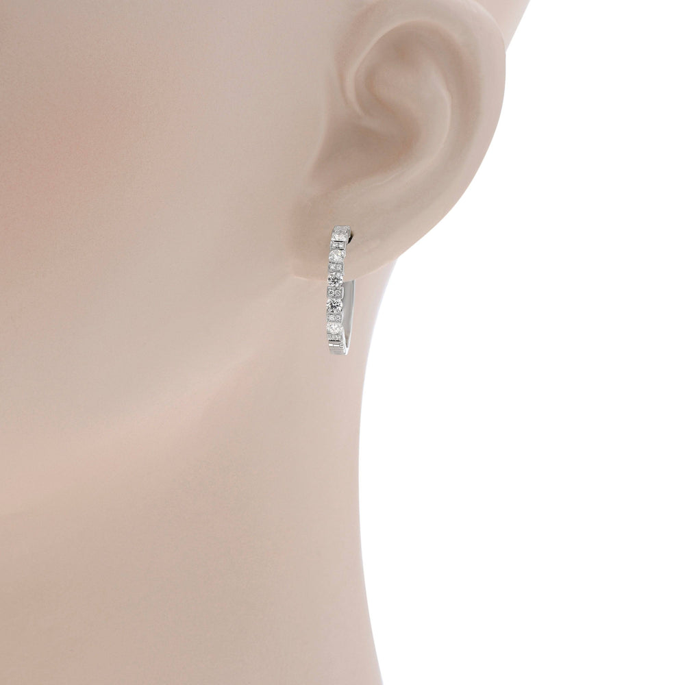 Damiani 18K White Gold Diamond 1.01ct. tw. Huggie Earrings - ShopWorn