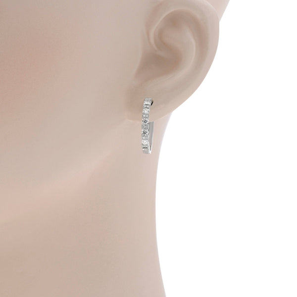 Damiani 18K White Gold Diamond 1.01ct. tw. Huggie Earrings - ShopWorn
