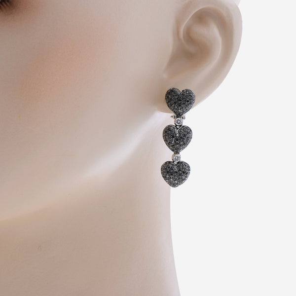 Zydo 18K White Gold, Black and White Diamond 4.27ct. tw. Drop Earrings - ShopWorn