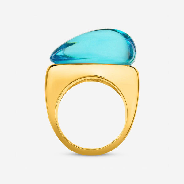 Baccarat 18K Gold Plated on Sterling Silver, Turquoise Crystal Statement Ring 2805635 - THE SOLIST