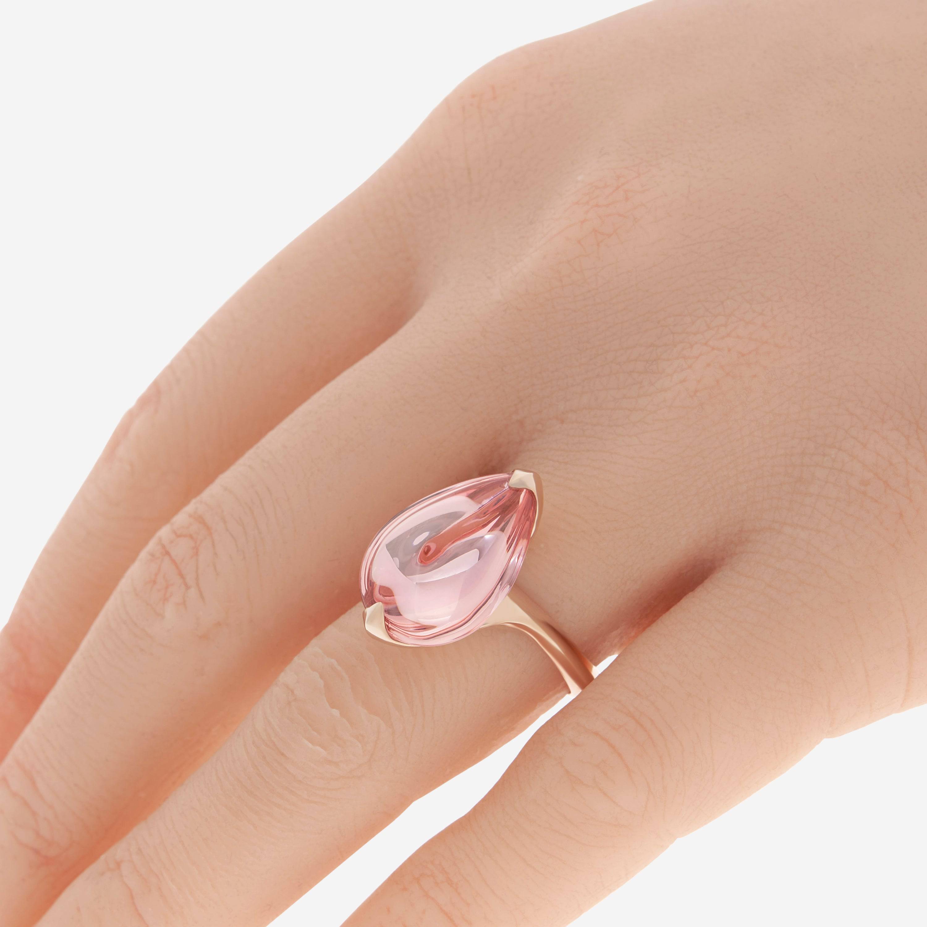 Baccarat 18K Gold Plated on Sterling Silver,  Pink Mirror Crystal Statement Ring 2806962 - THE SOLIST