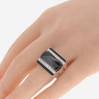 Baccarat Sterling Silver, Gray Crystal and Diamond Statement Ring 2808054 - THE SOLIST