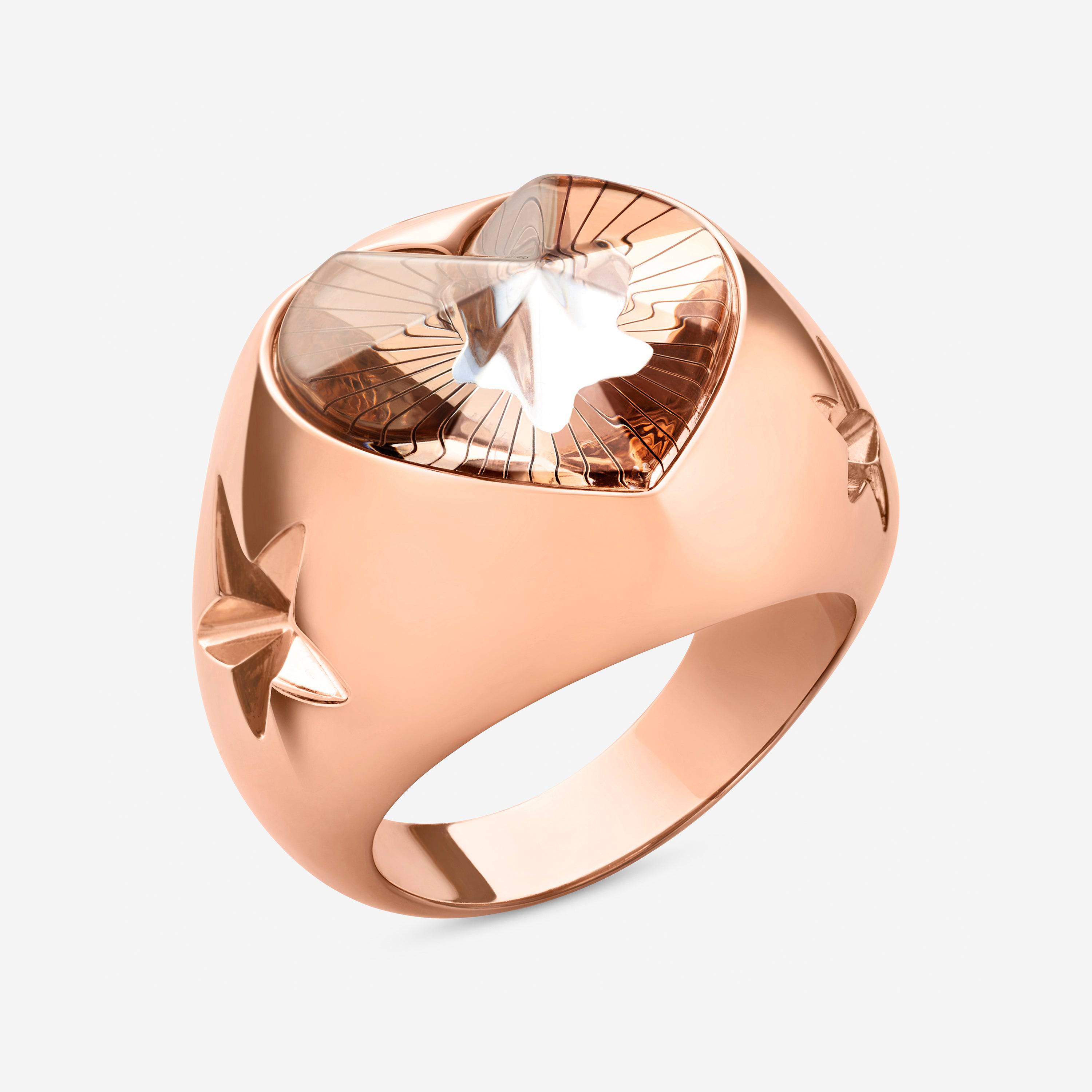 Baccarat 18K Gold Plated on Sterling Silver, Crystal Heart And Star Statement Ring 2812870 - THE SOLIST