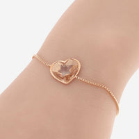 Baccarat Vermeil, Gold Crystal Heart And Star Charm Bracelet 2812903 - ShopWorn
