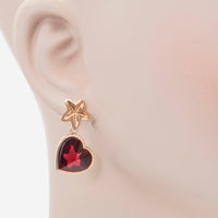 Baccarat Vermeil, Red Crystal Heart And Star Drop Earrings 2813115 - ShopWorn