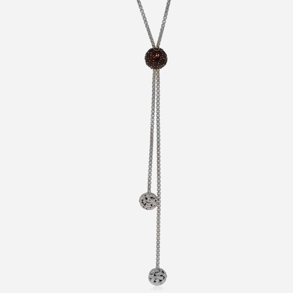Charles Krypell Roxy Sterling Silver, Red Garnet Lariat Necklace - ShopWorn