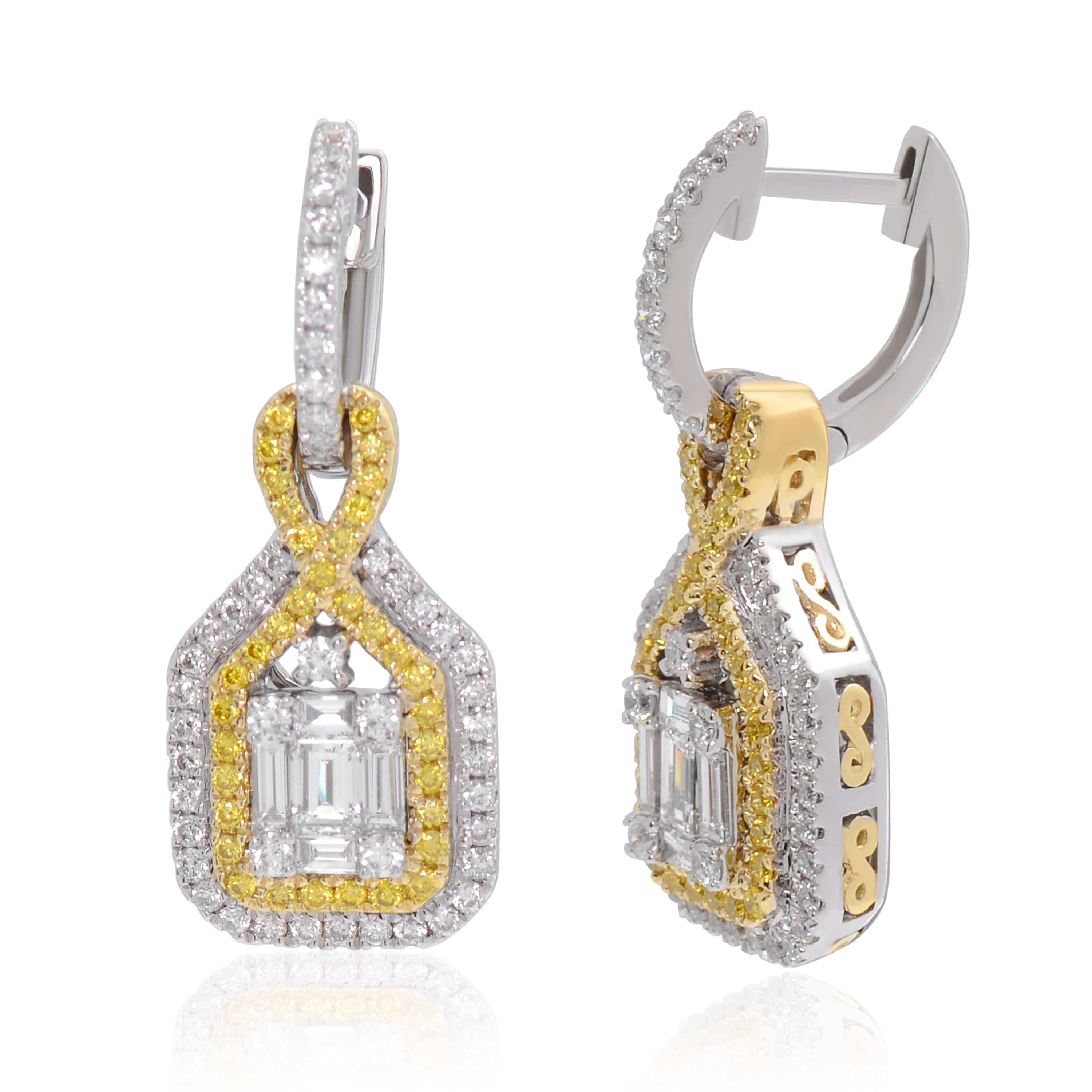 Gregg Ruth 14K Gold, White Diamond 1.13ct. tw. and Fancy Yellow Diamond Drop Earrings - ShopWorn