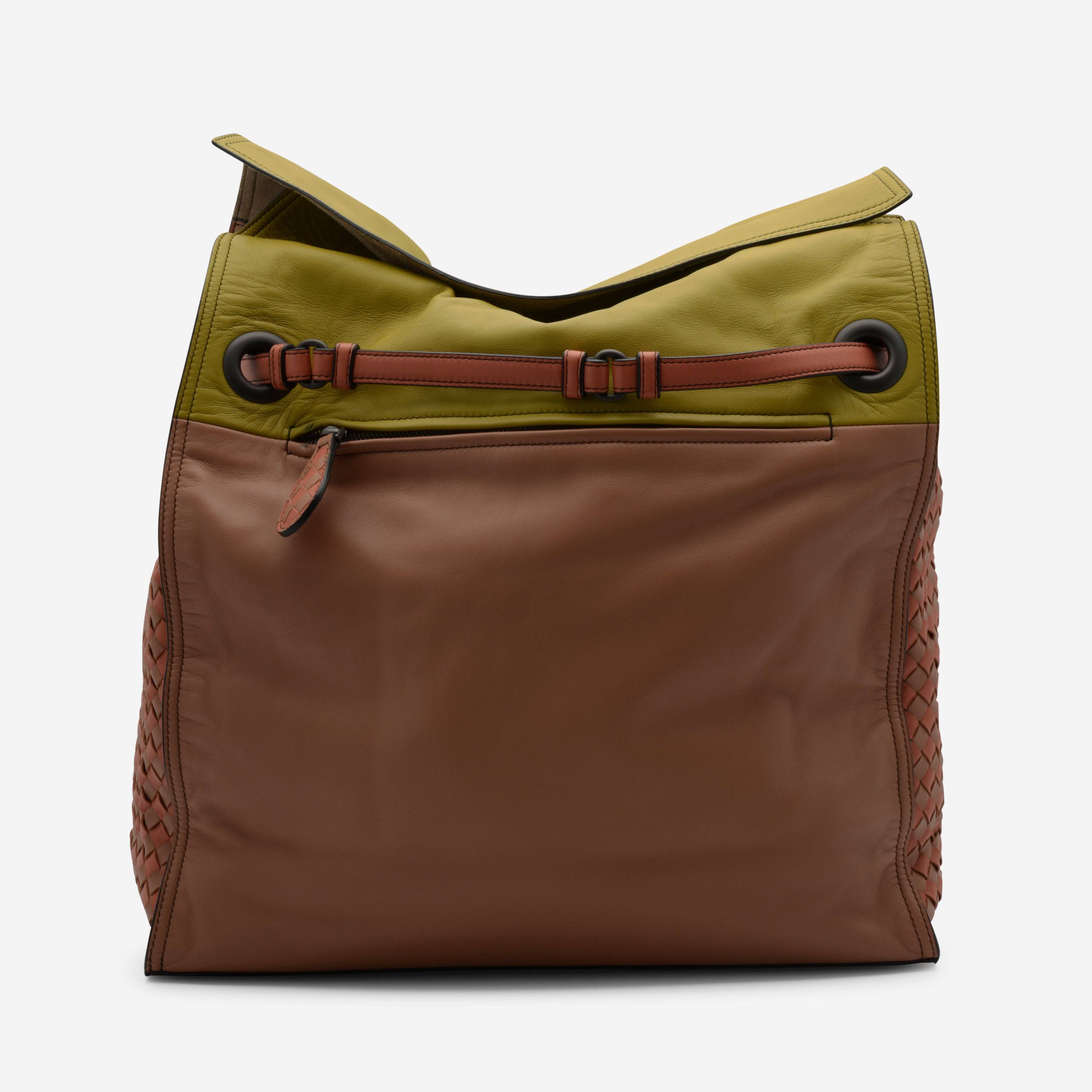 Bottega Veneta Brown And Green Leather Shoulder Bag 505919-V1Een-5797 - ShopWorn