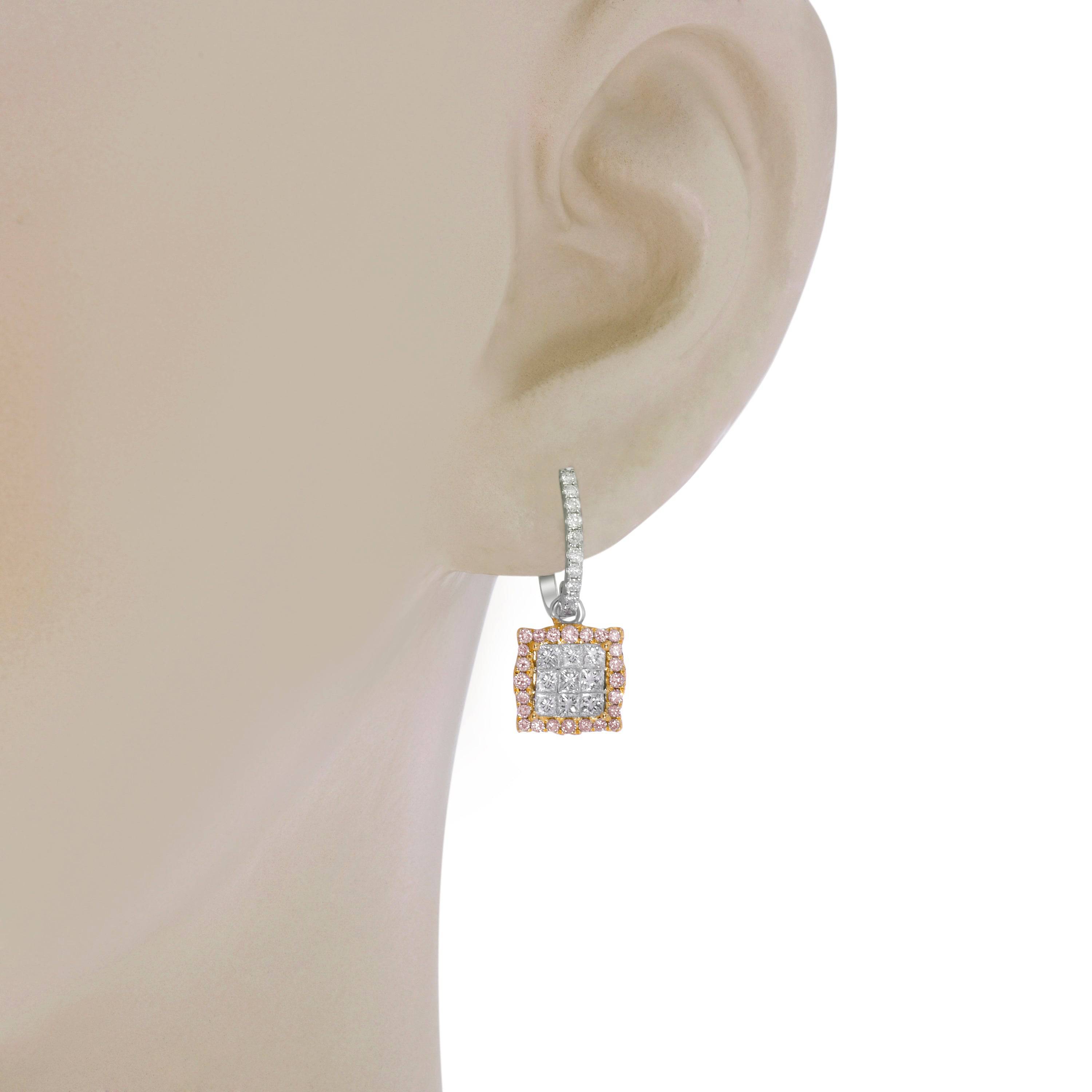 Gregg Ruth 18K Gold, White Diamond 0.91ct. tw. and Fancy Pink Diamond 0.29ct. tw. Drop Earrings 50637 - ShopWorn