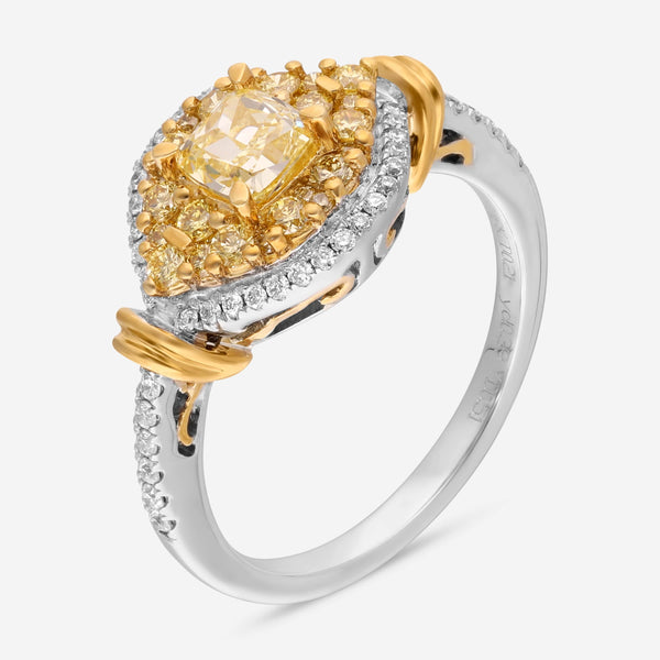 Gregg Ruth 18K Gold, Fancy Yellow Diamond 0.51ct. and White Diamond Engagement Ring Sz. 6.5 603129 - ShopWorn