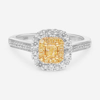 Gregg Ruth 18K White Gold, Fancy Yellow Diamond and White Diamond 0.50ct. tw. Engagement Ring Sz. 6.75 603845 - THE SOLIST