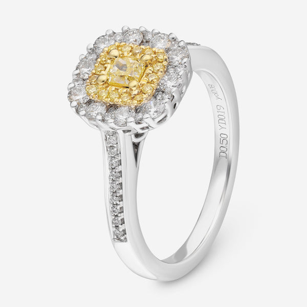 Gregg Ruth 18K White Gold, Fancy Yellow Diamond and White Diamond 0.50ct. tw. Engagement Ring Sz. 6.75 603845 - THE SOLIST