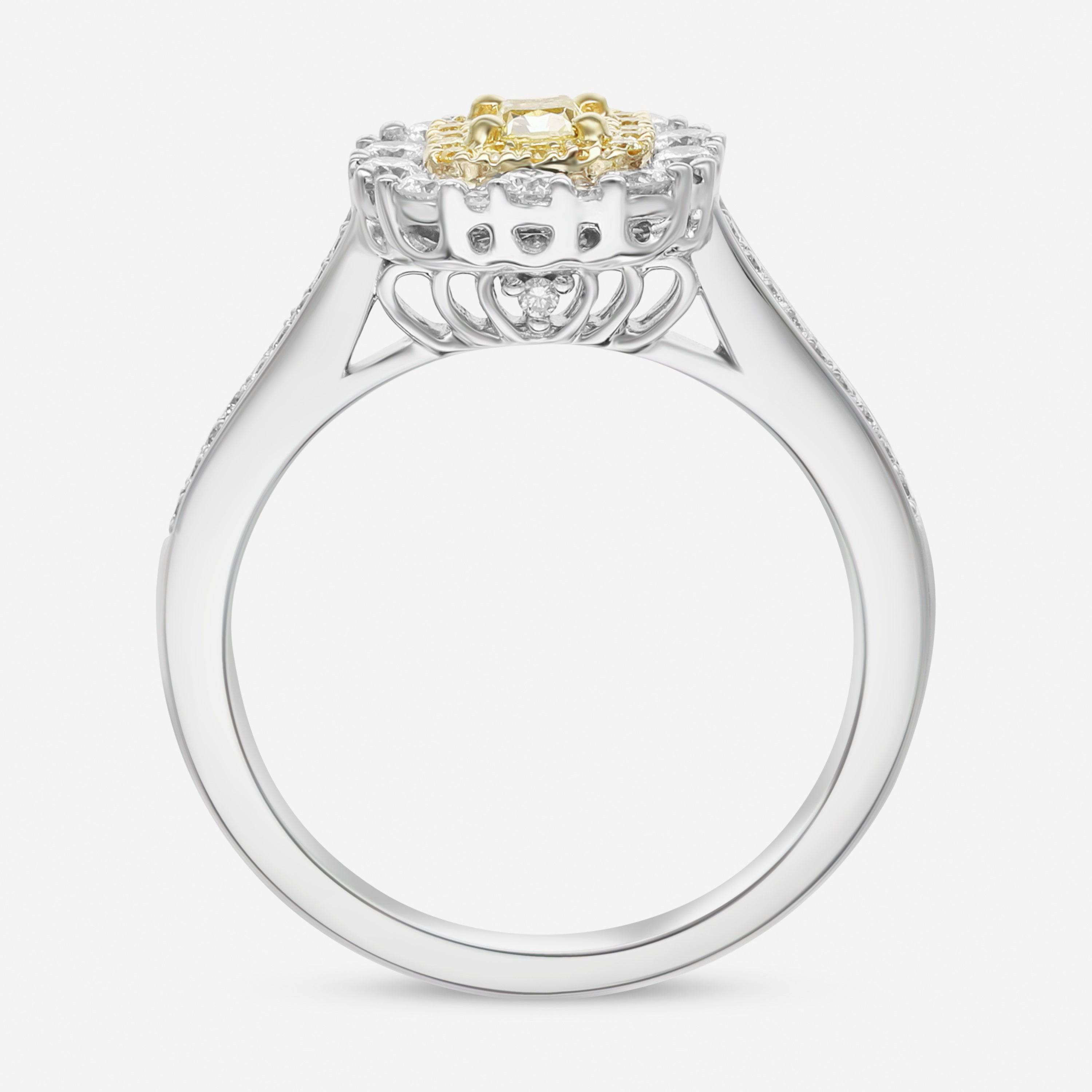 Gregg Ruth 18K White Gold, Fancy Yellow Diamond and White Diamond 0.50ct. tw. Engagement Ring Sz. 6.75 603845 - THE SOLIST