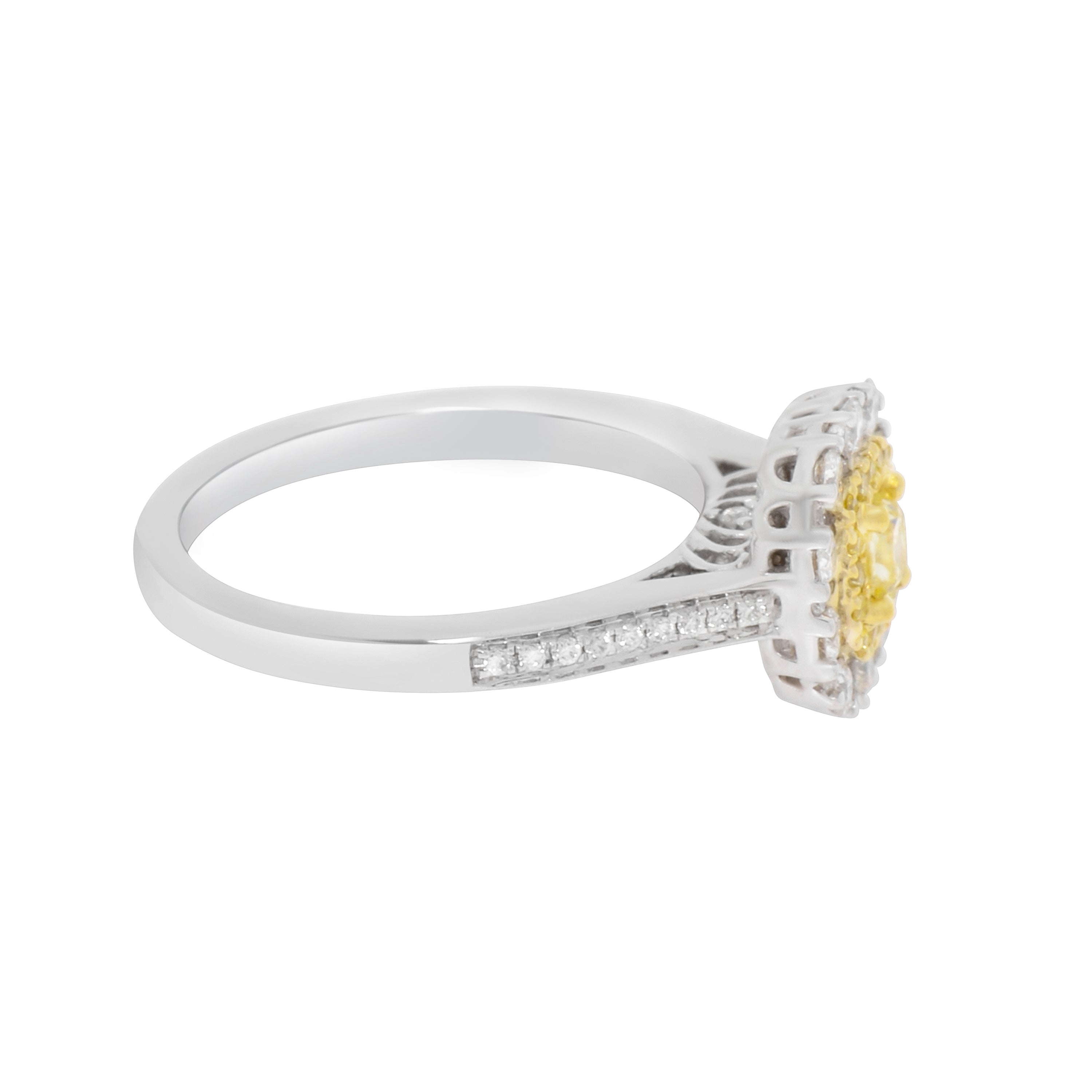 Gregg Ruth 18K White Gold, Fancy Yellow Diamond and White Diamond 0.50ct. tw. Engagement Ring Sz. 6.75 603845 - THE SOLIST