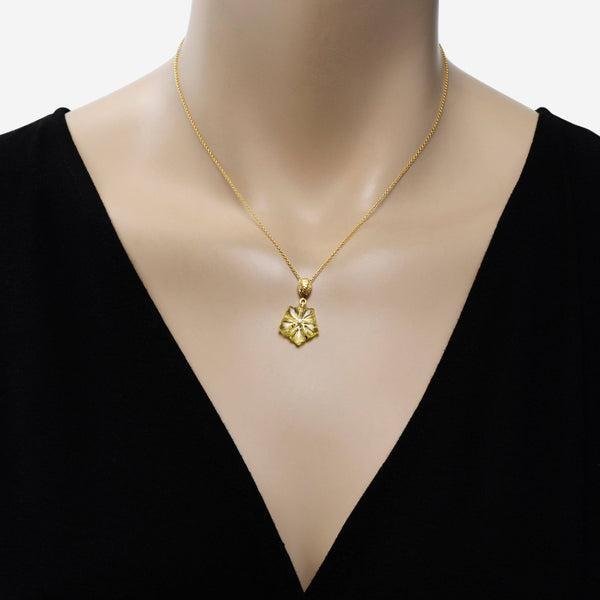 SuperOro 18K Yellow Gold, Diamond and Lemon Topaz Pendant Necklace 62204 - ShopWorn