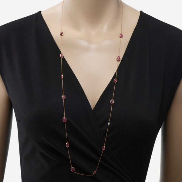 SuperOro 18K Rose Gold, Diamond and Ruby Princess Necklace 62575 - ShopWorn