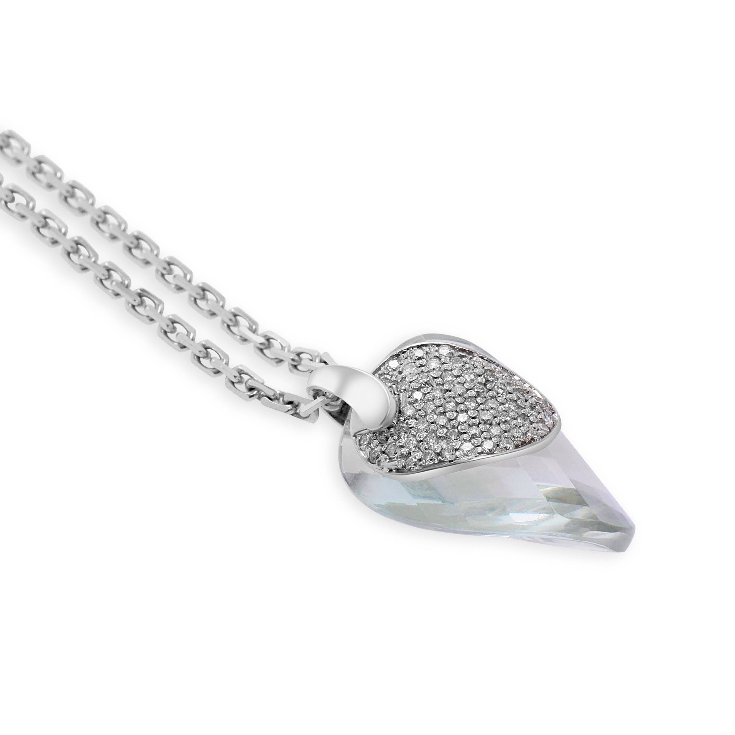 SuperOro 18K White Gold, Diamond and Prasiolite Pendant Necklace - ShopWorn