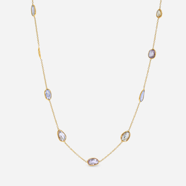 SuperOro 18K Yellow Gold, Multi Sapphire 4.50ct. tw. Princess Necklace - THE SOLIST