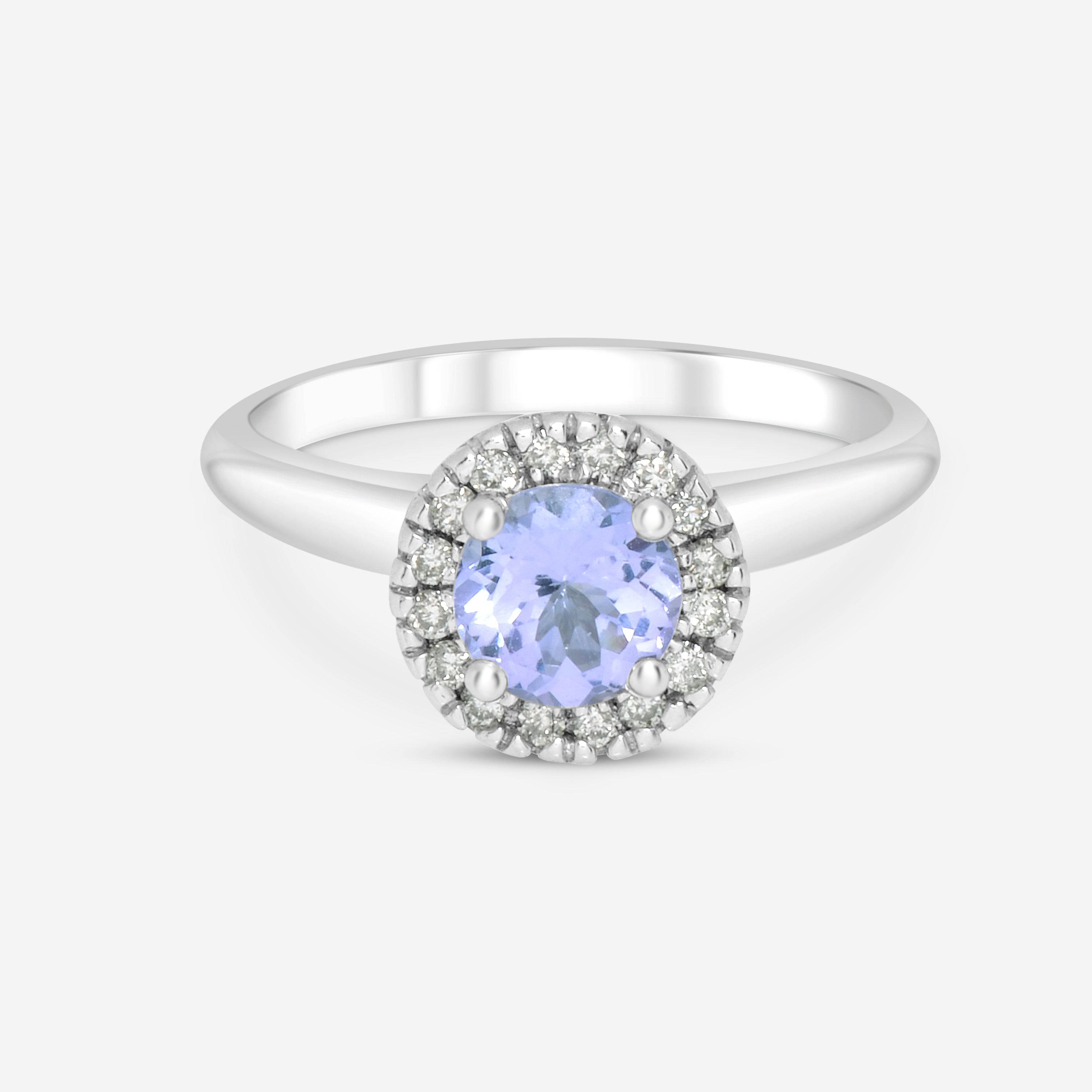 SuperOro 14K White Gold, Tanzanite and Diamond Gemstone Ring 63319 - THE SOLIST