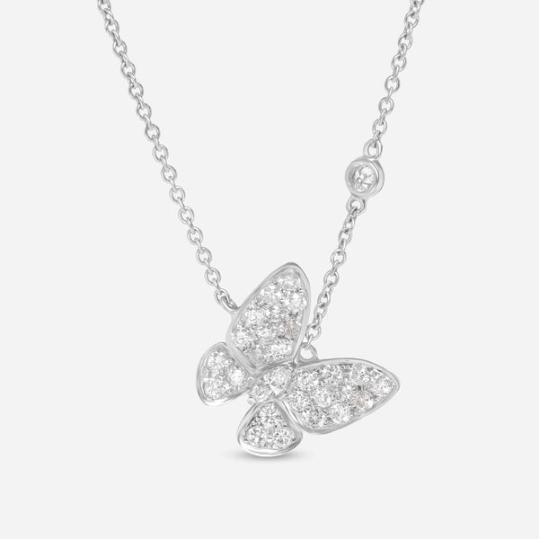 SuperOro 14K White Gold, Diamond Butterfly Pendant Necklace 63392 - ShopWorn